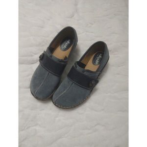 Softspots Womens Blue Suede Leather Slip On Shoes 8M Two Tone